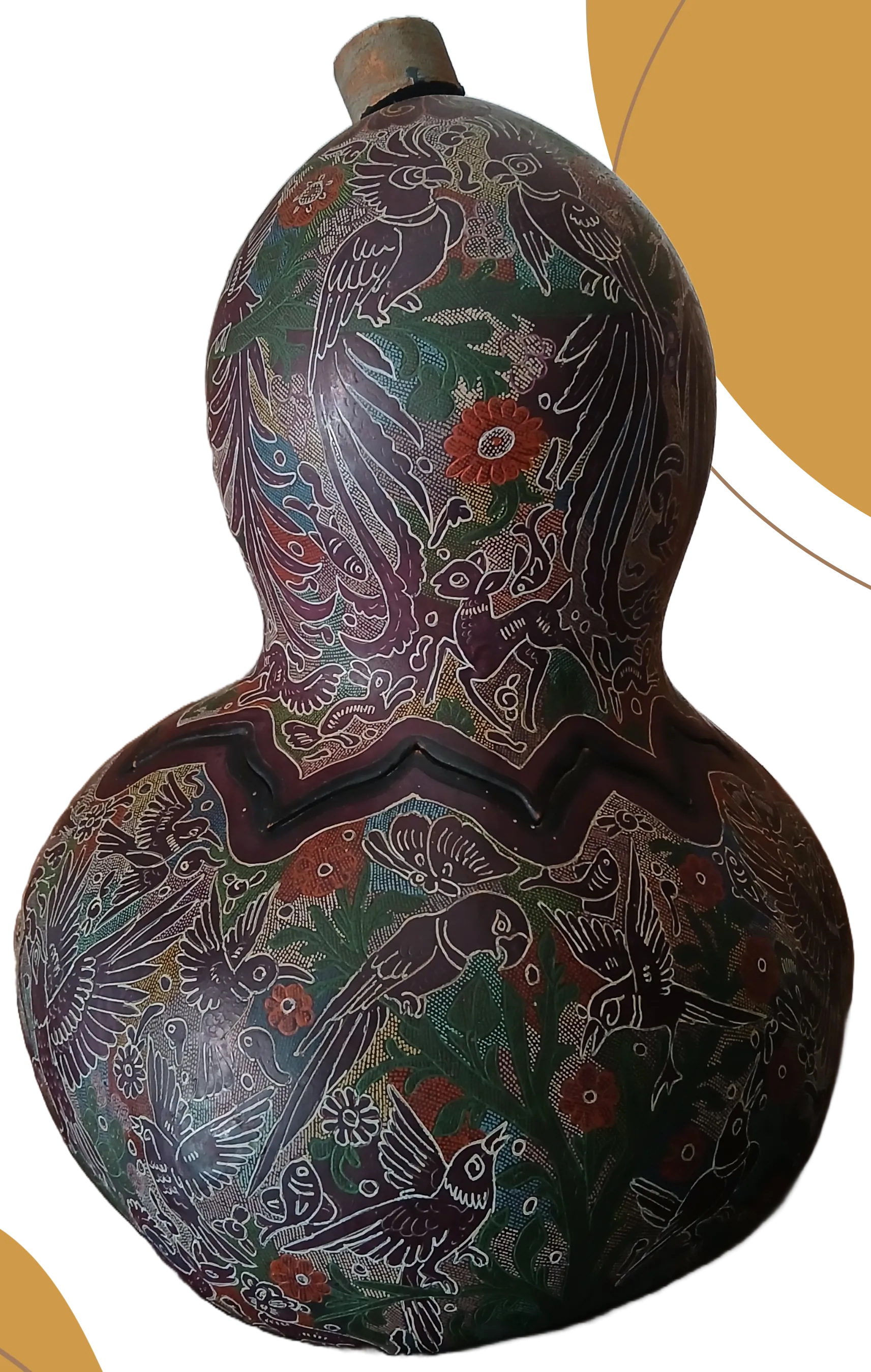 Calabazo con pájaros