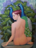 Desnudo con pavos reales