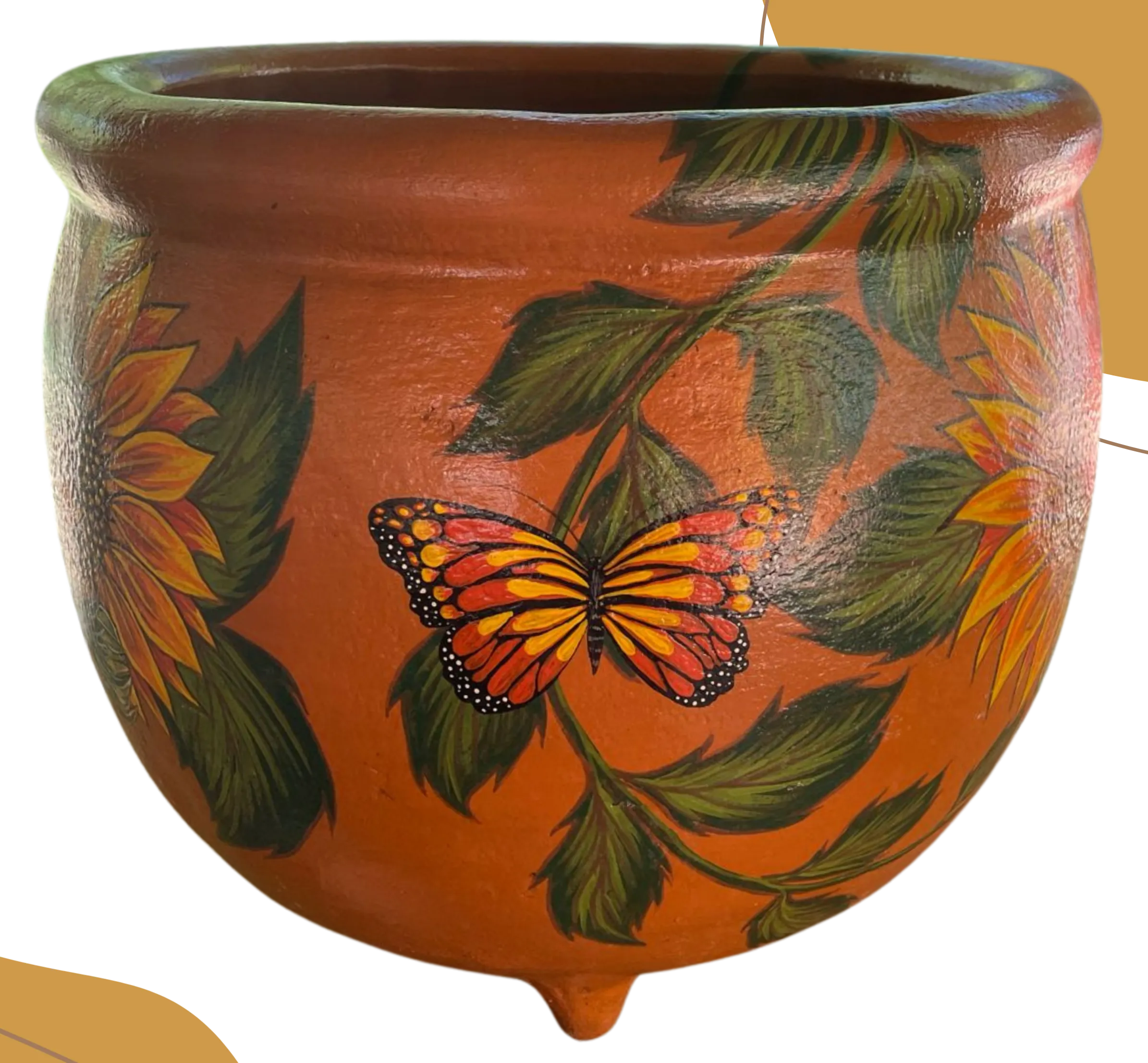 Macetero con mariposa monarca