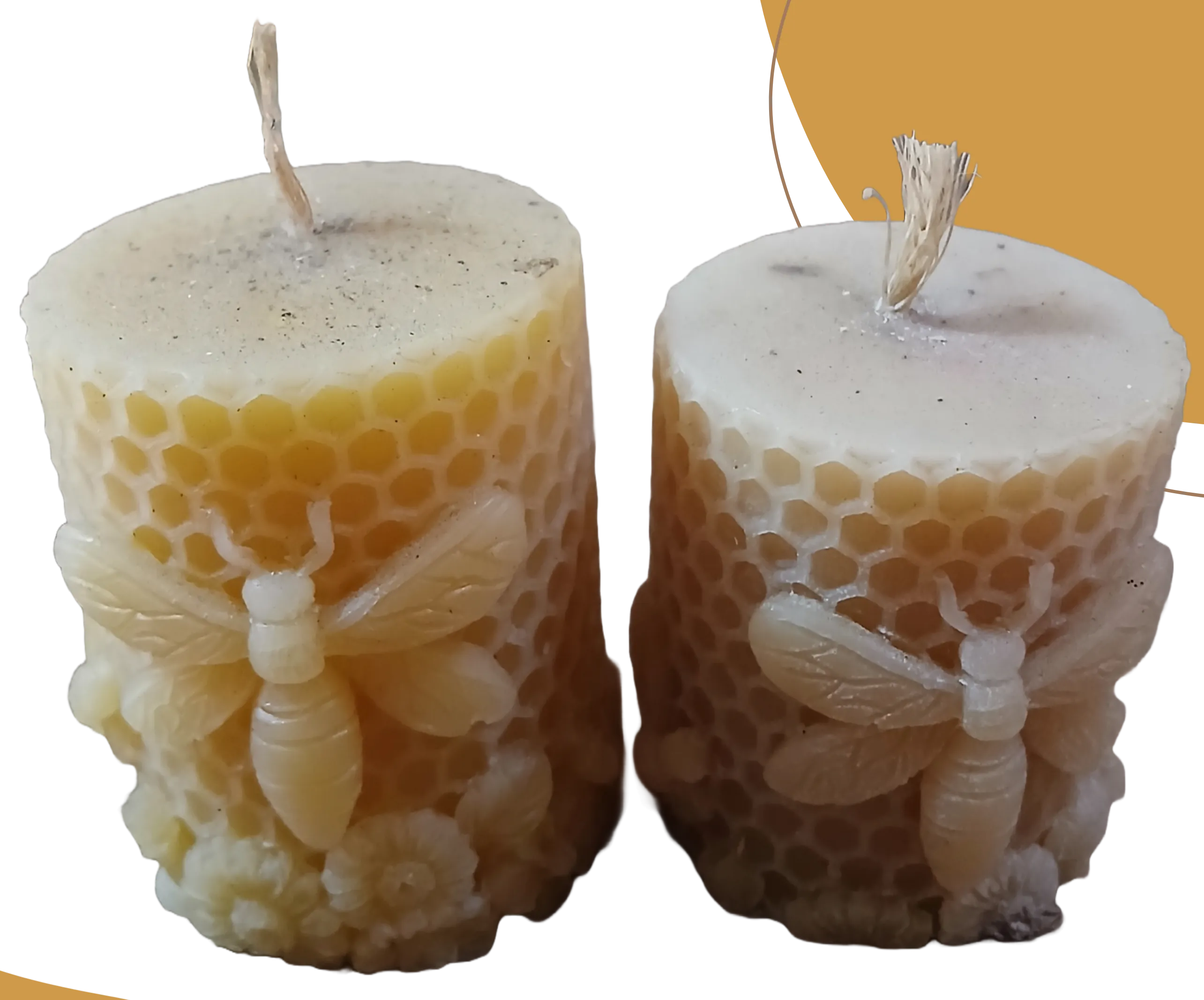 Velas de cera con abejas